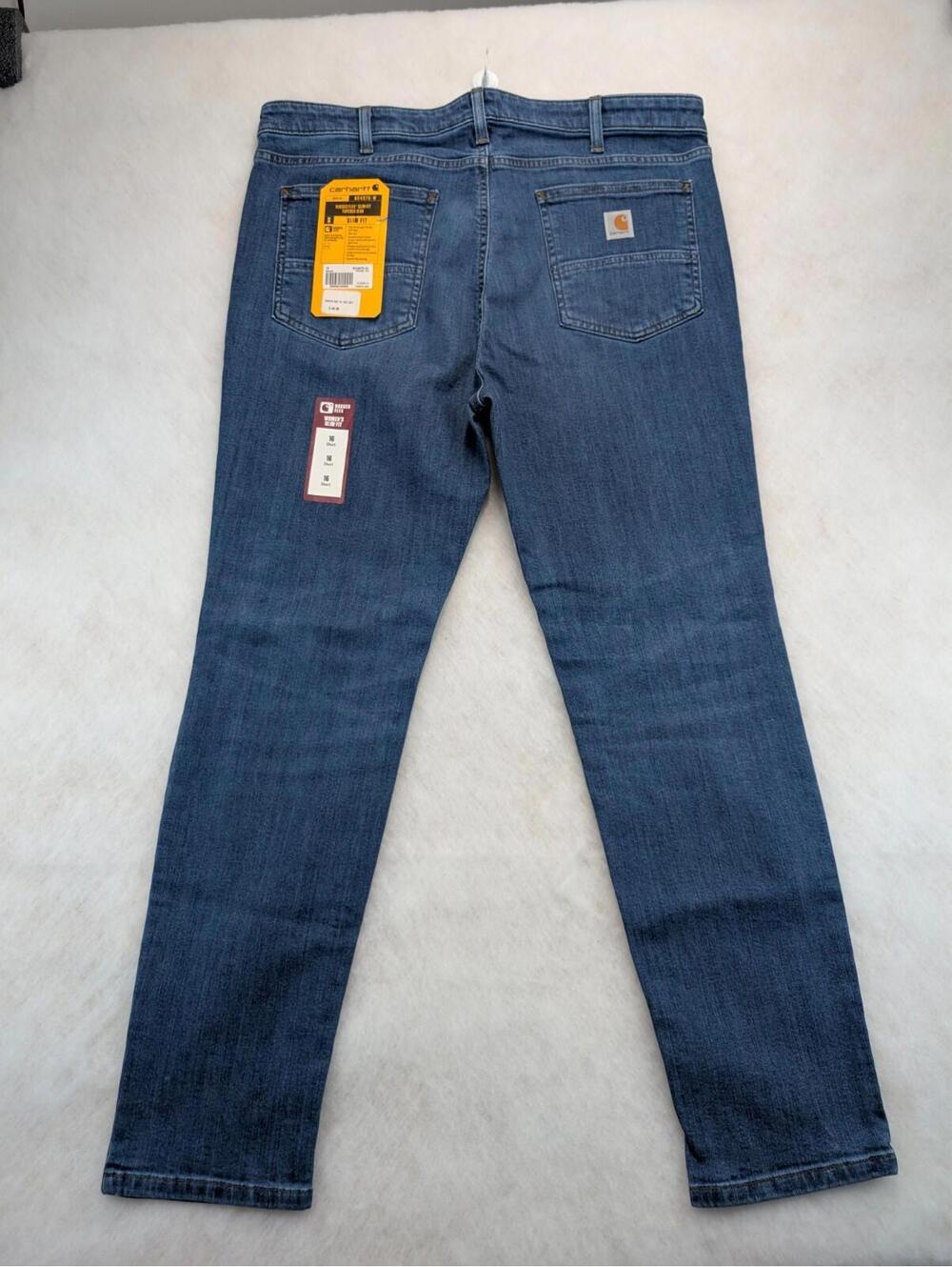 Carhartt Rugged Flex Slim Fit Denim Tapered Jeans Womens 16 Short NWT BD4976-W